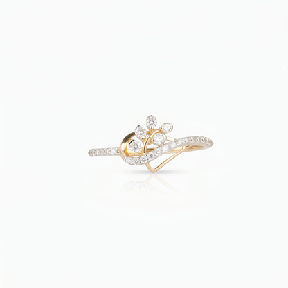 Gold Diamond Twisted leaf Ladies Ring