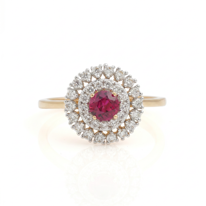 Ruby Halo Diamond Ring