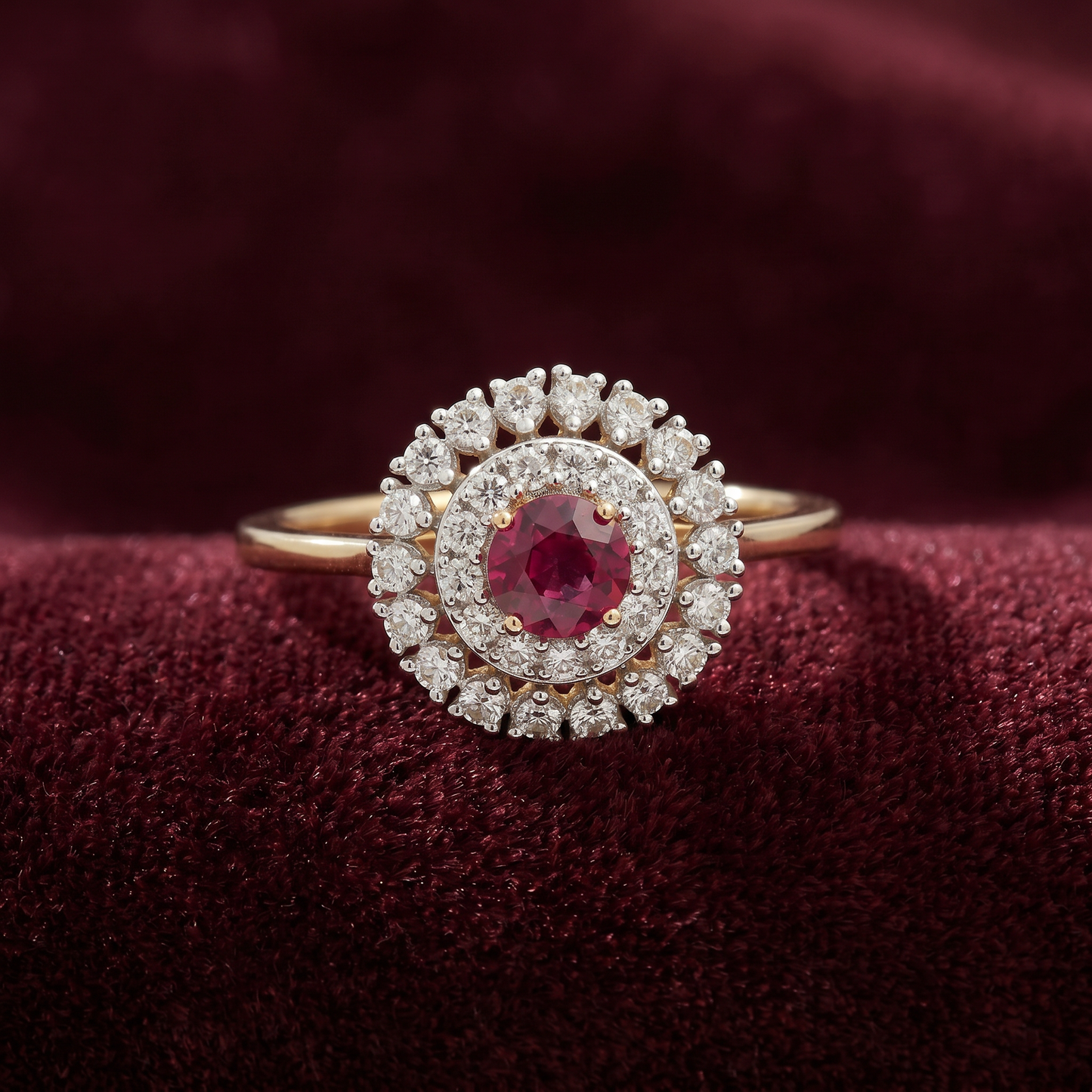 Ruby Halo Diamond Ring