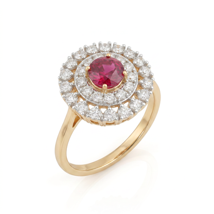Ruby Halo Diamond Ring