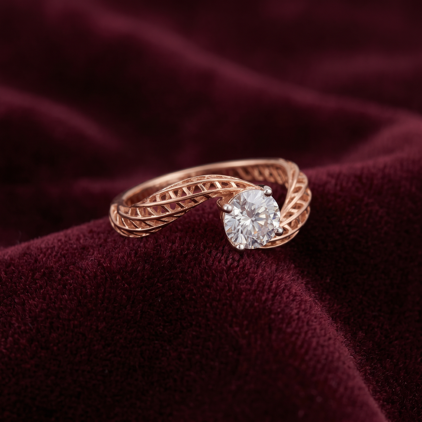 Gold Diamond Lacy Bypass Ladies ring