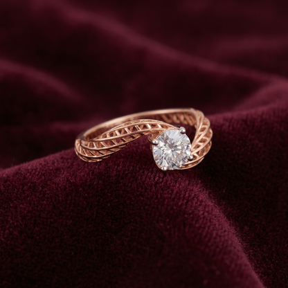 Gold Diamond Lacy Bypass Ladies ring