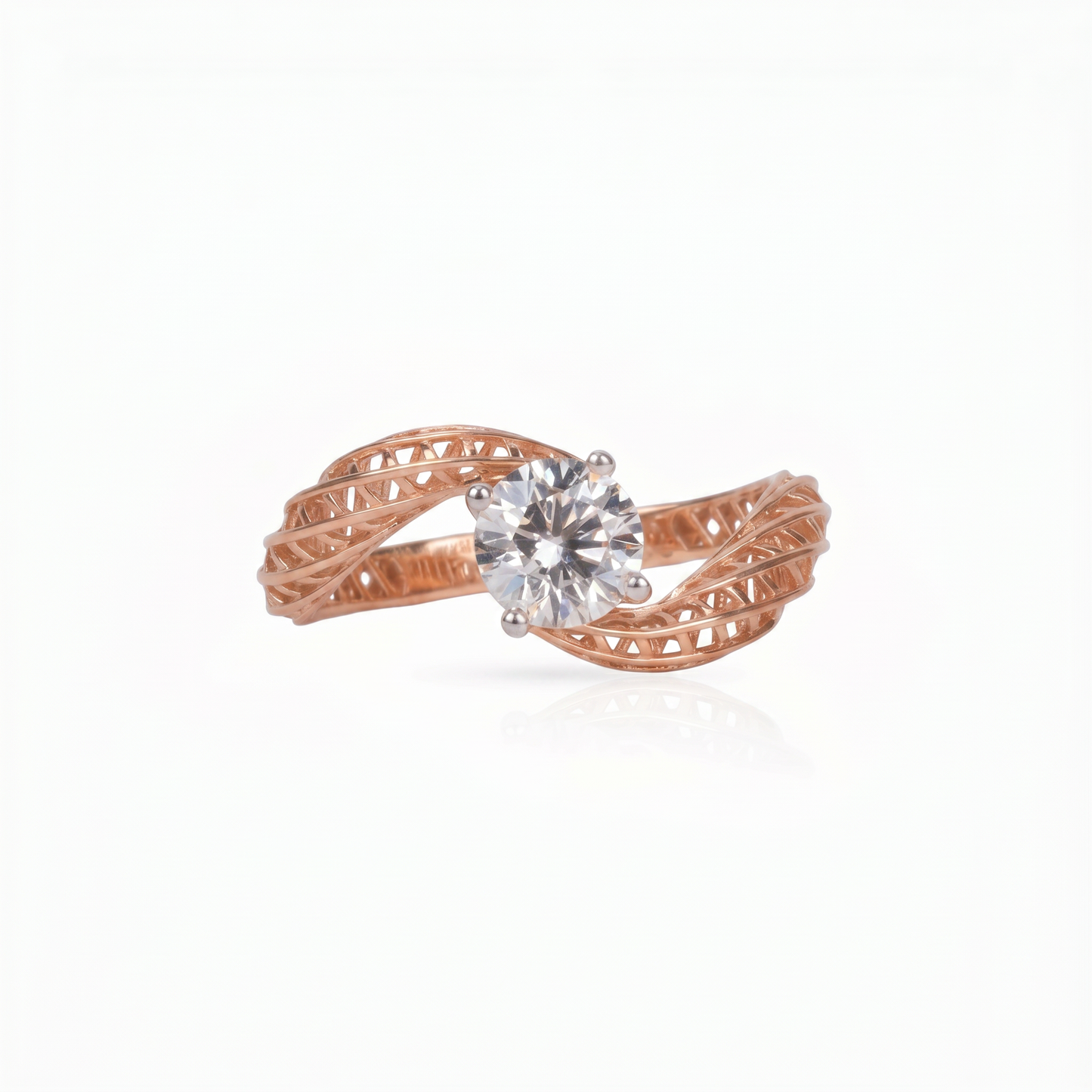 Gold Diamond Lacy Bypass Ladies ring