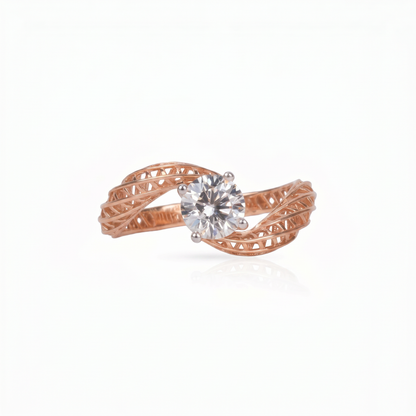 Gold Diamond Lacy Bypass Ladies ring