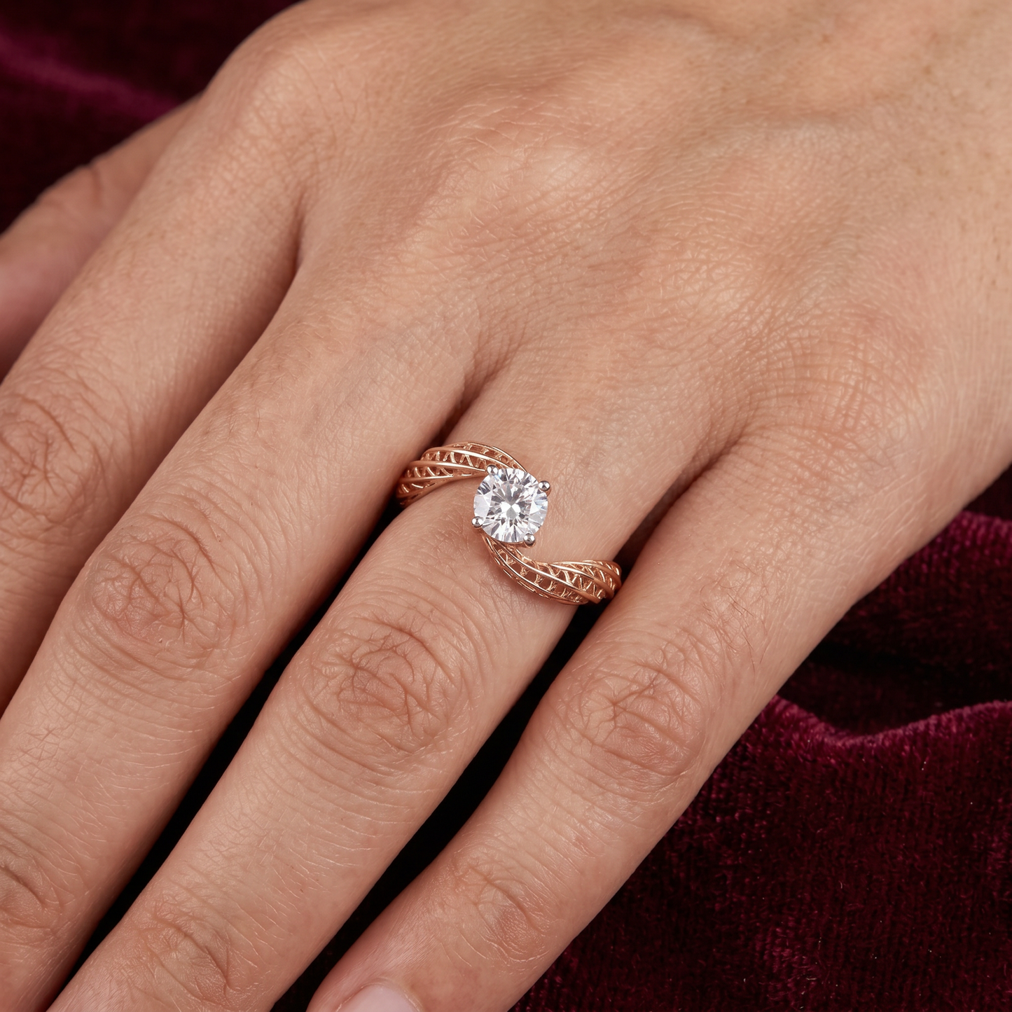 Gold Diamond Lacy Bypass Ladies ring
