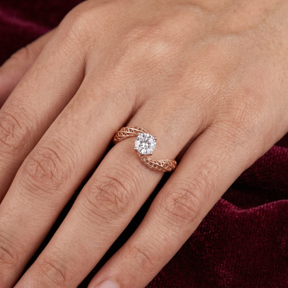 Gold Diamond Lacy Bypass Ladies ring