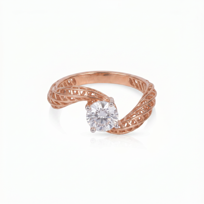 Gold Diamond Lacy Bypass Ladies ring