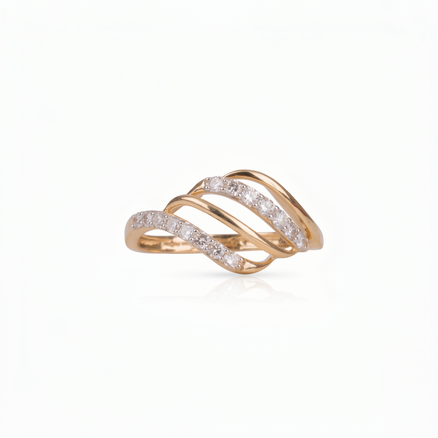 Gold Diamond Ribbon Ladies Ring