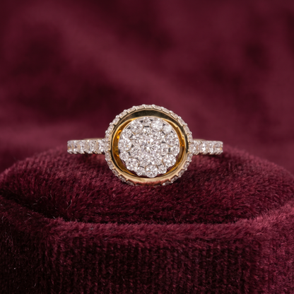 Gold Diamond Cradle Ladies Ring