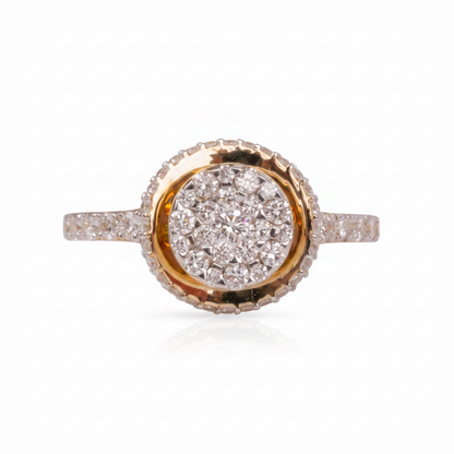 Gold Diamond Cradle Ladies Ring