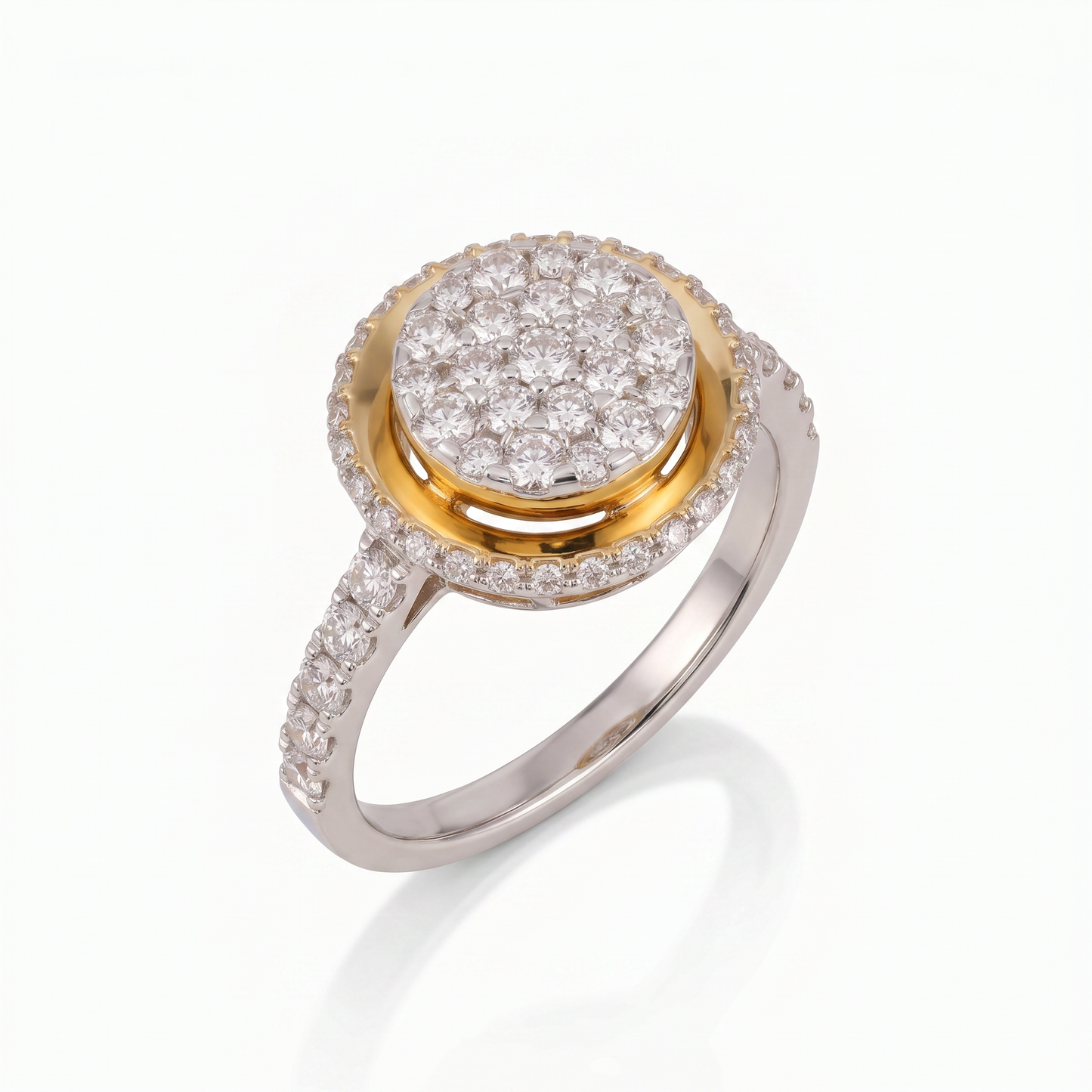 Gold Diamond Cradle Ladies Ring