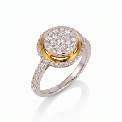 Gold Diamond Cradle Ladies Ring