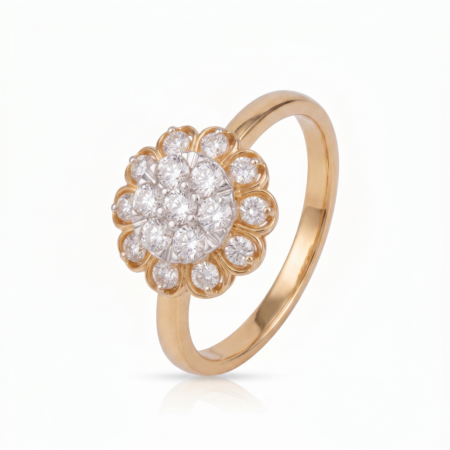 Gold Diamond Sunburst Ladies Ring