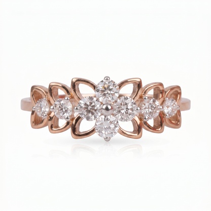 Gold Diamond Vintage Lace Ladies Ring