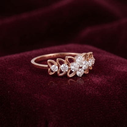 Gold Diamond Vintage Lace Ladies Ring