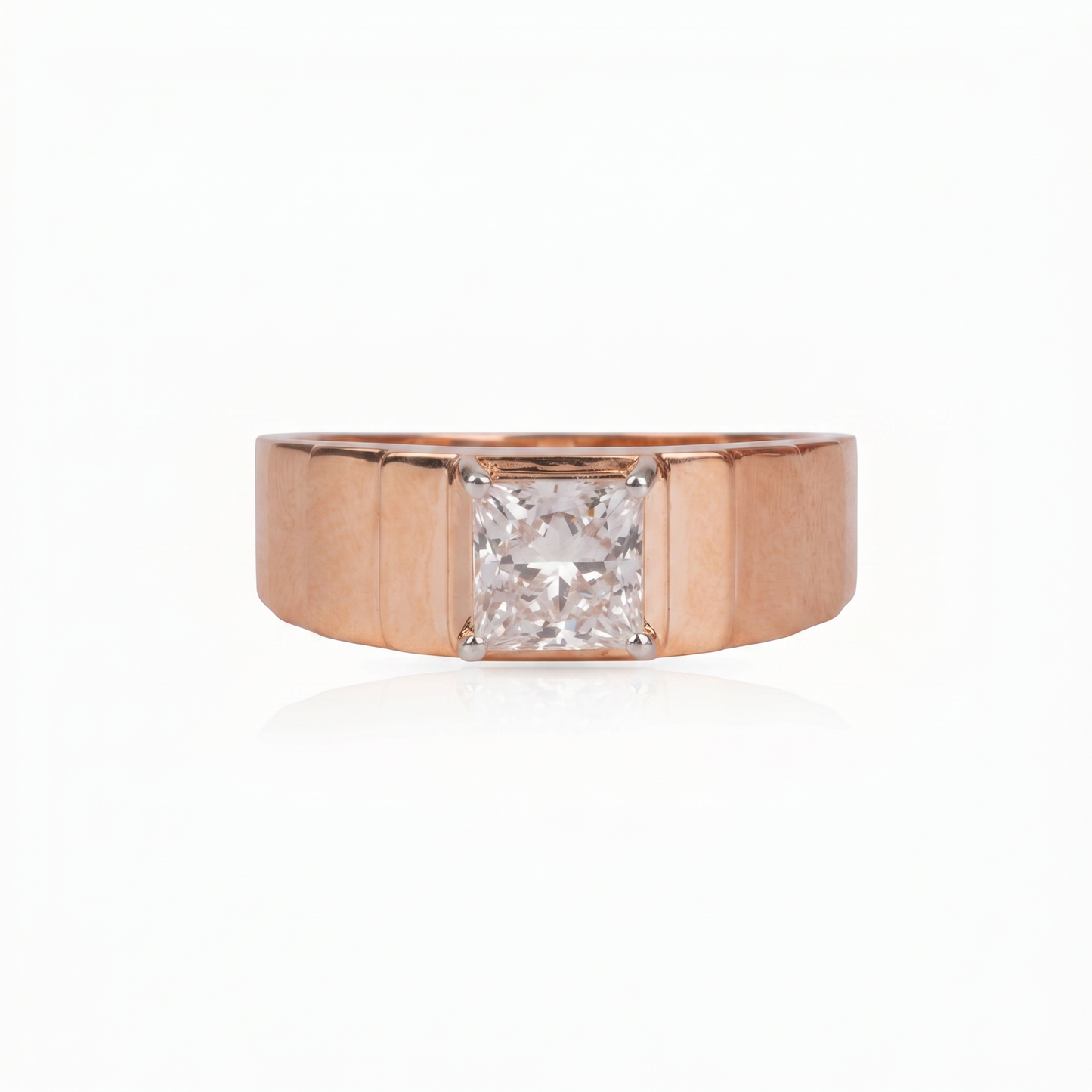 Gold Diamond Princess Signet Mens Ring