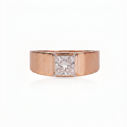 Gold Diamond Princess Signet Mens Ring