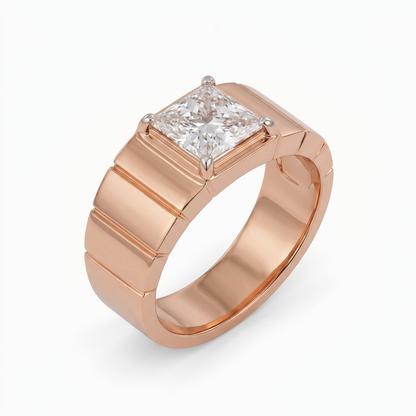 Gold Diamond Princess Signet Mens Ring