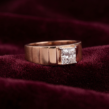 Gold Diamond Princess Signet Mens Ring