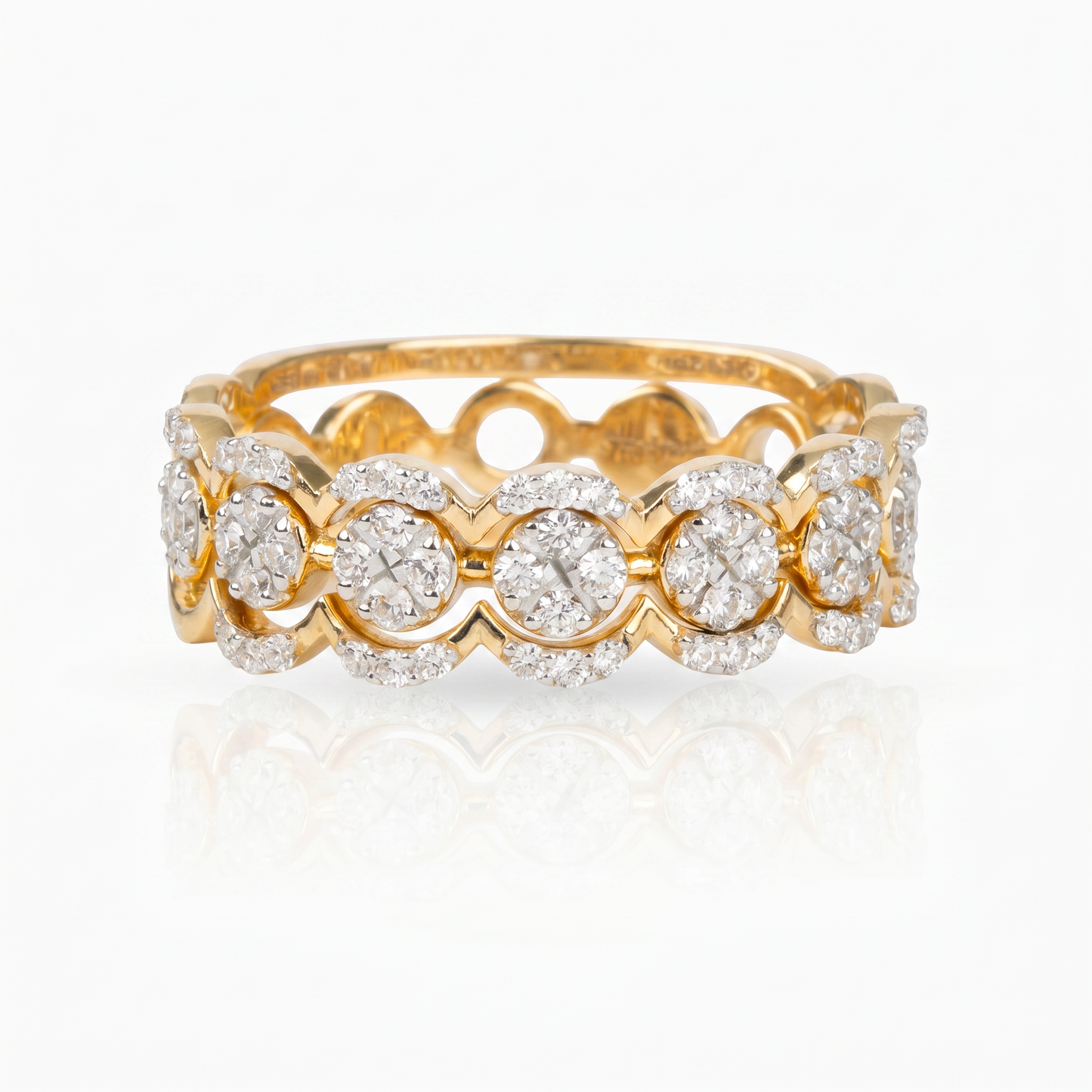 Gold and Diamond Classic Studded Ring