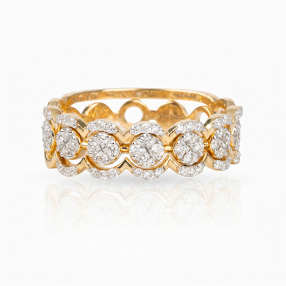 Gold and Diamond Classic Studded Ring