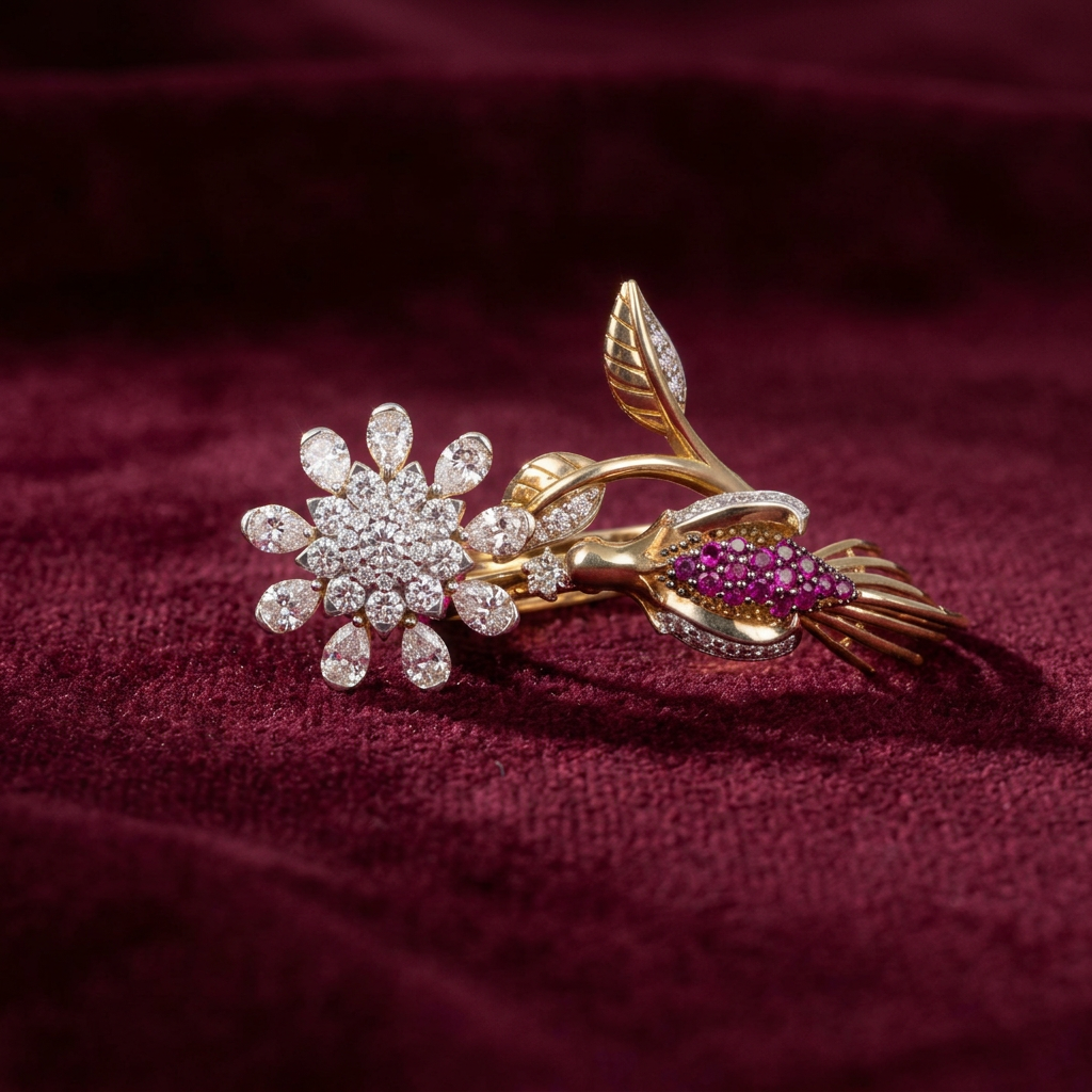 Gold Diamond Spinner Ladies Ring