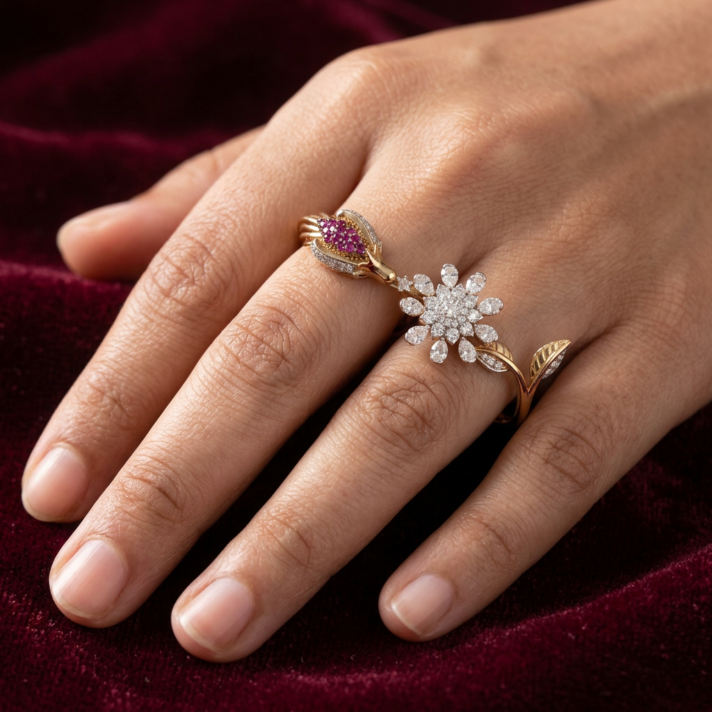 Gold Diamond Spinner Ladies Ring
