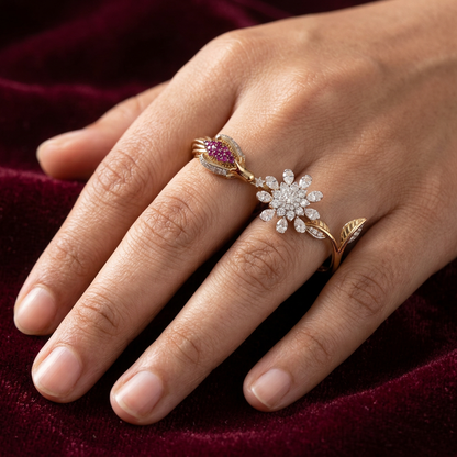 Gold Diamond Spinner Ladies Ring