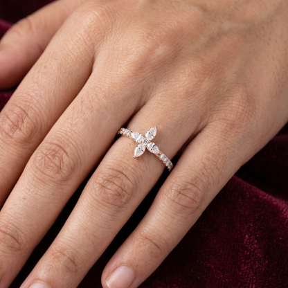 Gold Diamond floral Knot Ladies Ring