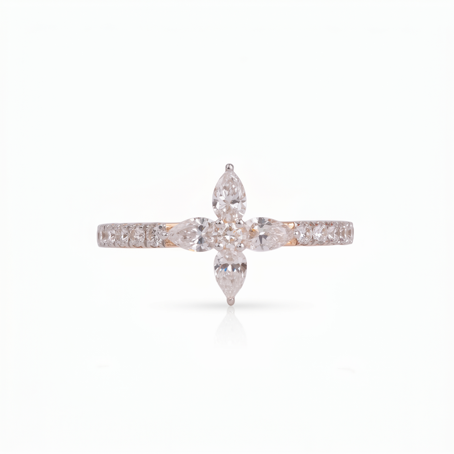 Gold Diamond floral Knot Ladies Ring