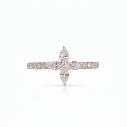 Gold Diamond floral Knot Ladies Ring