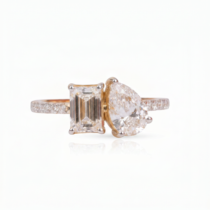 Gold Diamond Toi et Moi Ladies Ring