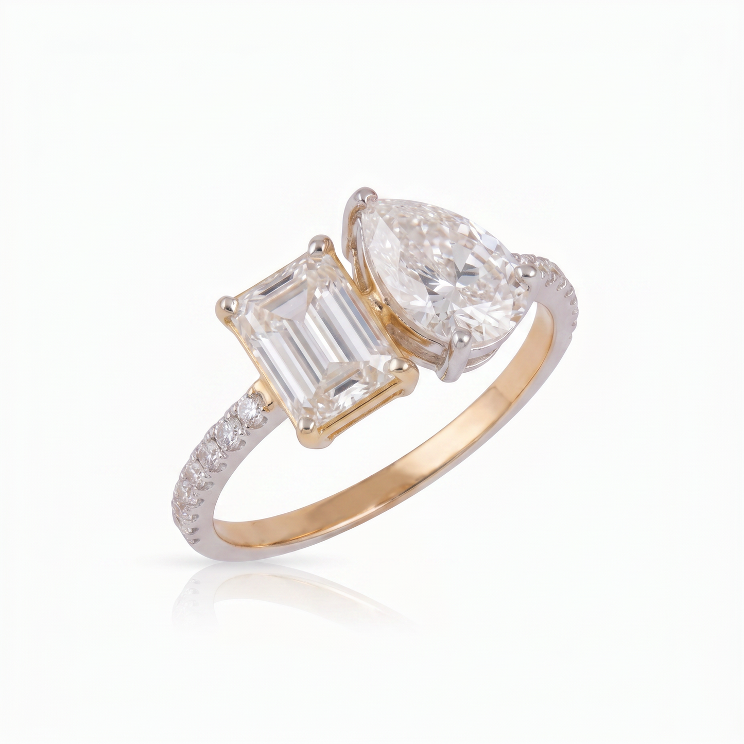 Gold Diamond Toi et Moi Ladies Ring