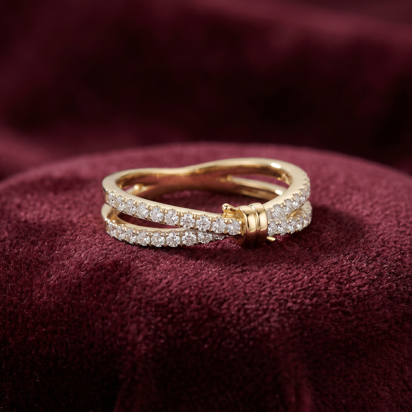 Gold Diamond knot Ladies Ring