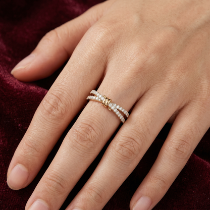 Gold Diamond knot Ladies Ring
