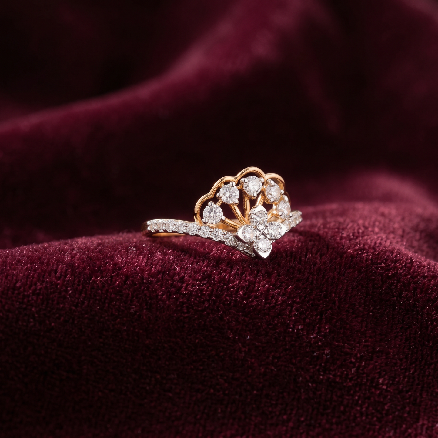 Gold Diamond Peacock Ladies Ring