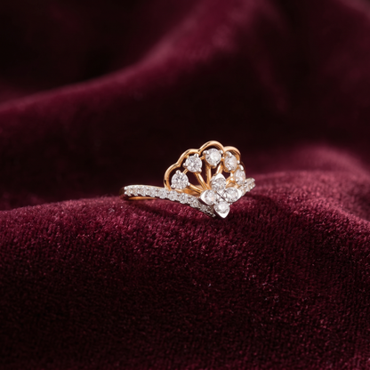 Gold Diamond Peacock Ladies Ring