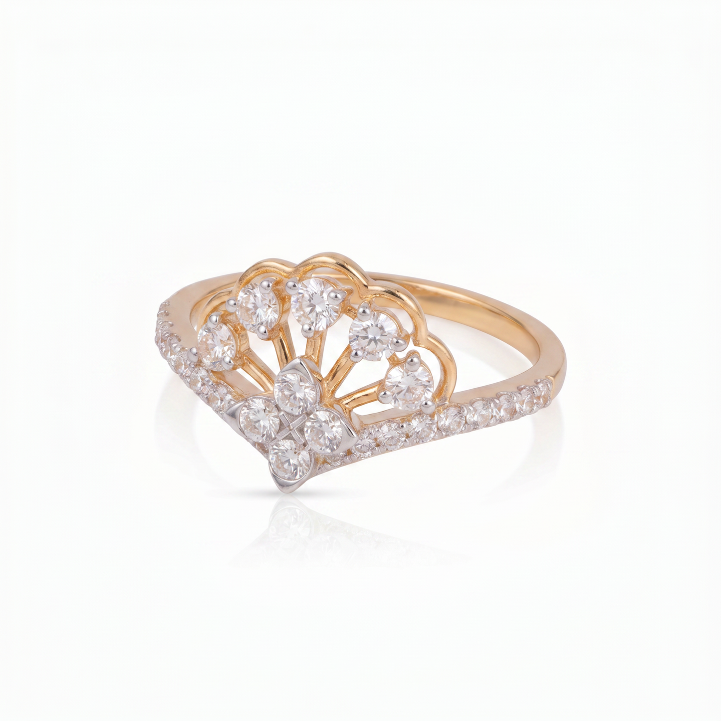 Gold Diamond Peacock Ladies Ring