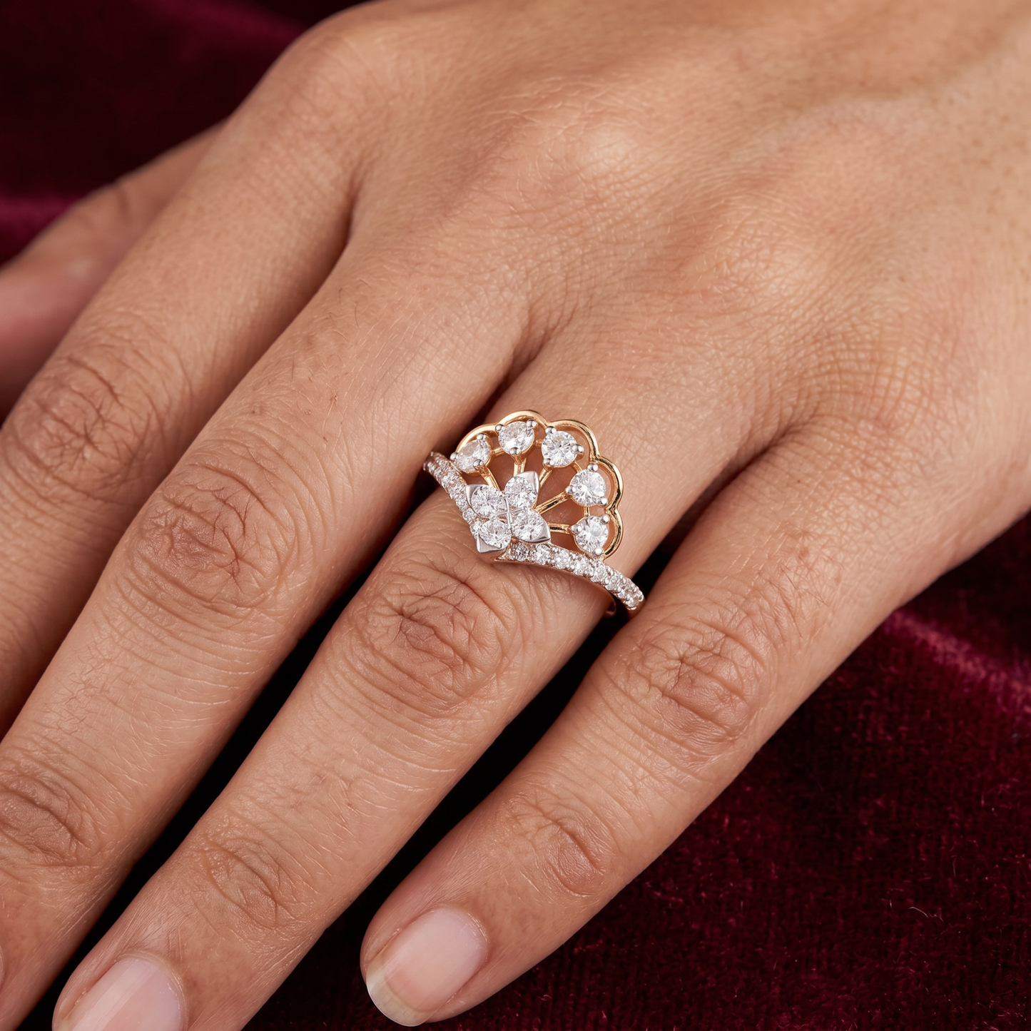 Gold Diamond Peacock Ladies Ring