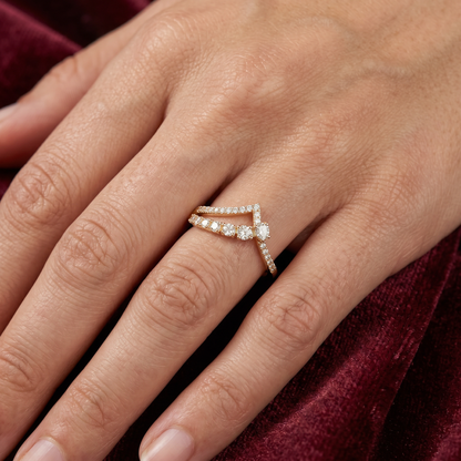 Gold Diamond open frame Ladies Ring