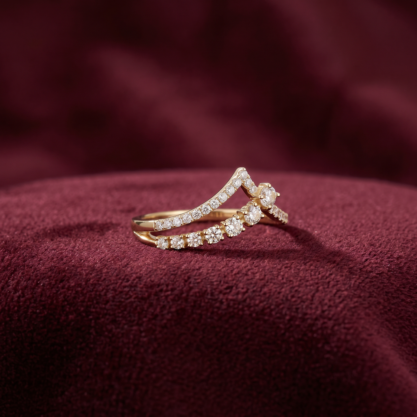 Gold Diamond open frame Ladies Ring