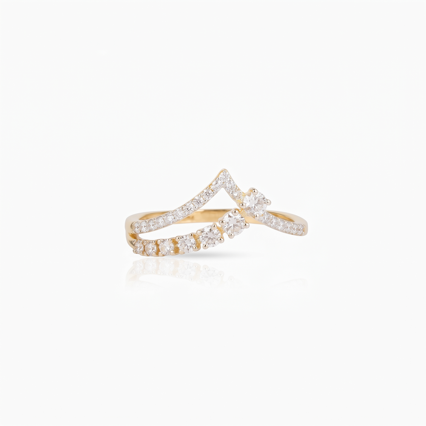 Gold Diamond open frame Ladies Ring