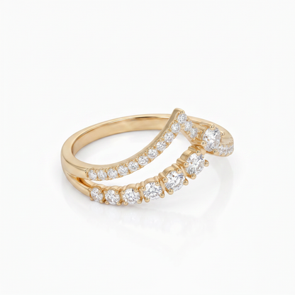 Gold Diamond open frame Ladies Ring
