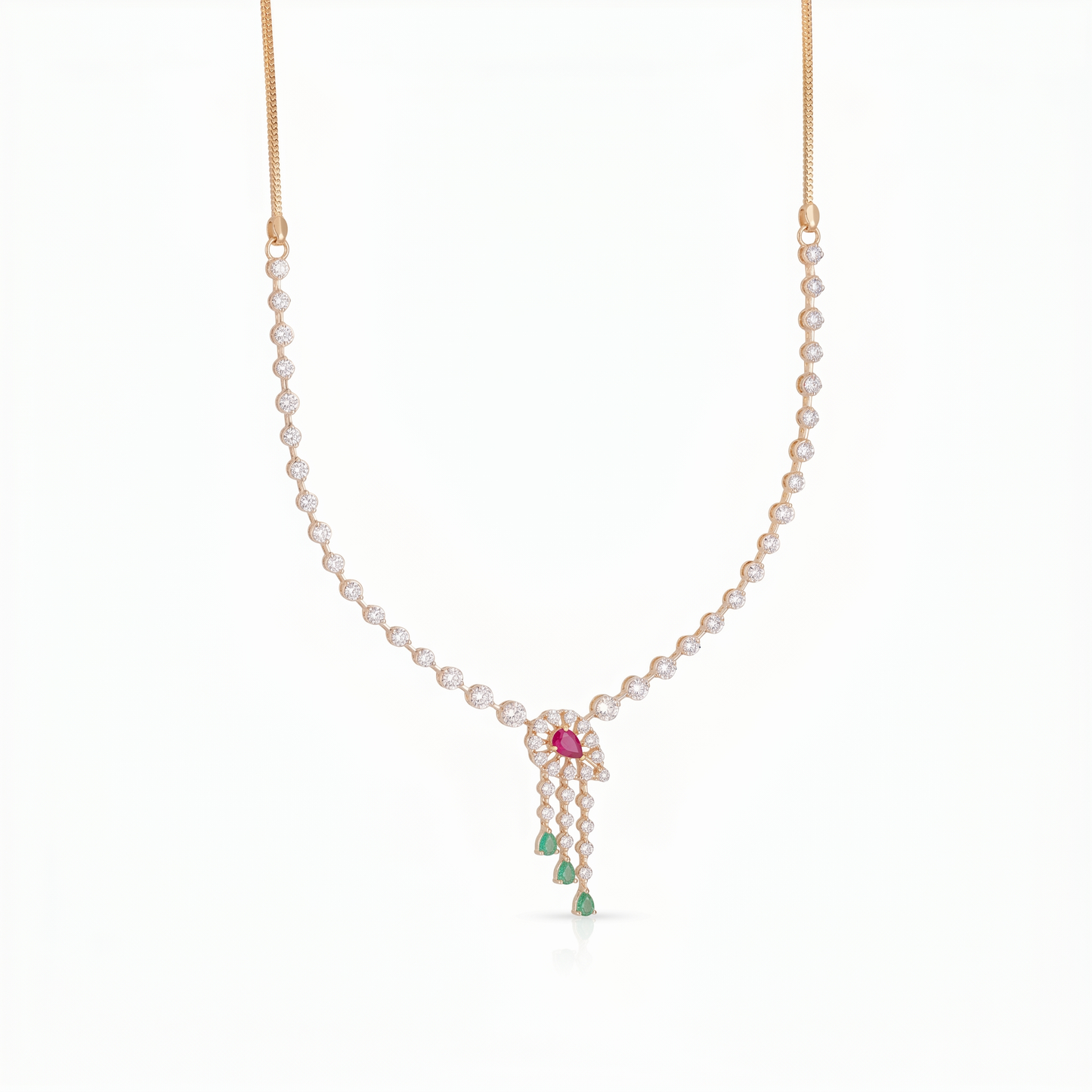 Gold Diamond Regal Cascade Necklace