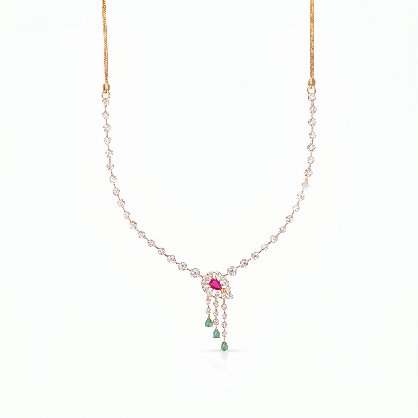 Gold Diamond Regal Cascade Necklace