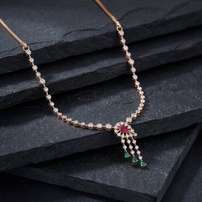 Gold Diamond Regal Cascade Necklace