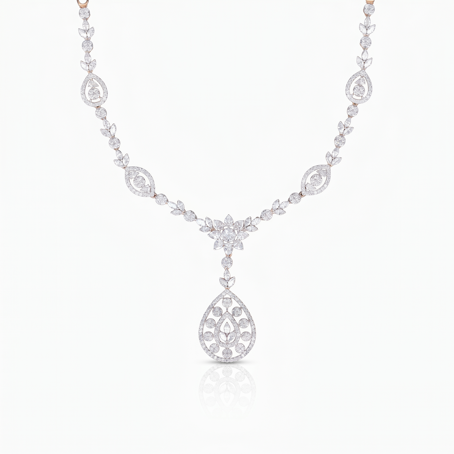 Gold and Diamond Studded Drop Necklace