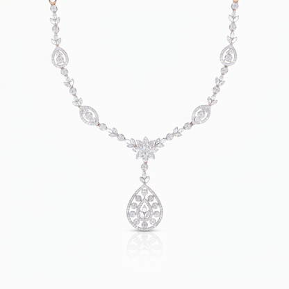 Gold and Diamond Studded Drop Necklace