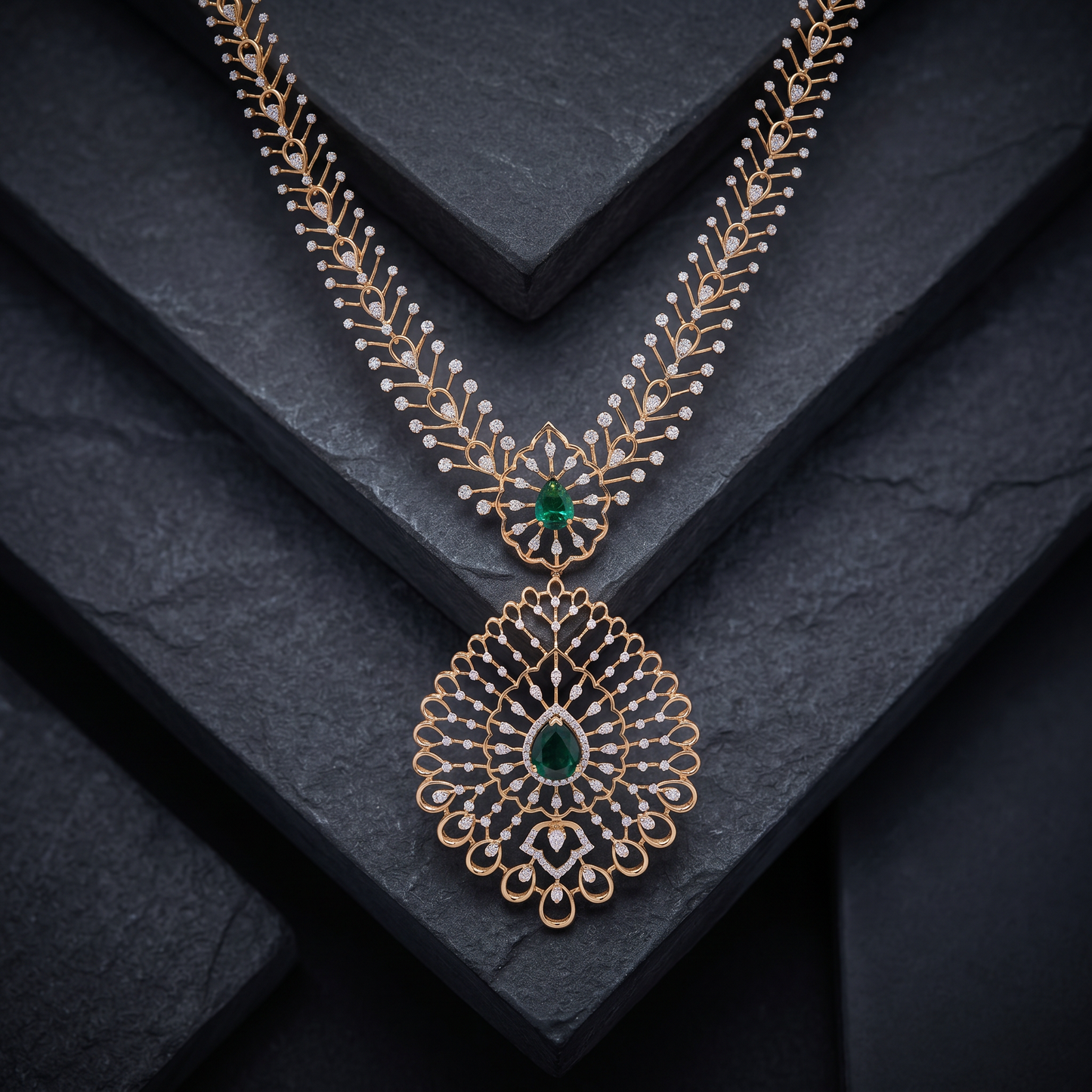 Gold and Diamond Elegance Studded Necklace