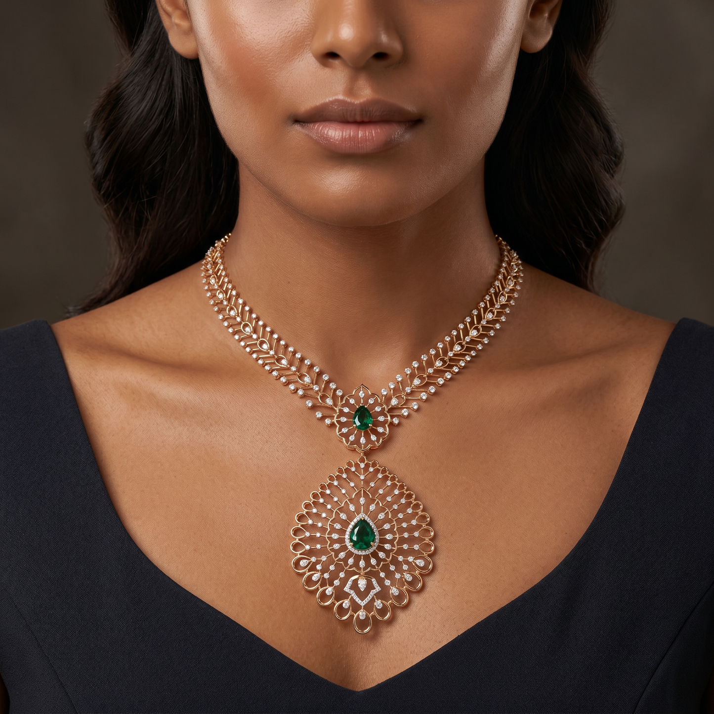 Gold and Diamond Elegance Studded Necklace